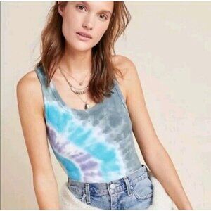 Agolde Tie Dye Rib Tank Bodysuit Gray Blue Women’s Size M Boho Festival Hippie